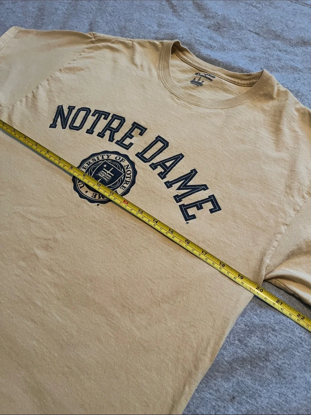 Champion Crewneck Tee - Beige with Navy Notre Dame Logo size L - Picture 4 of 7